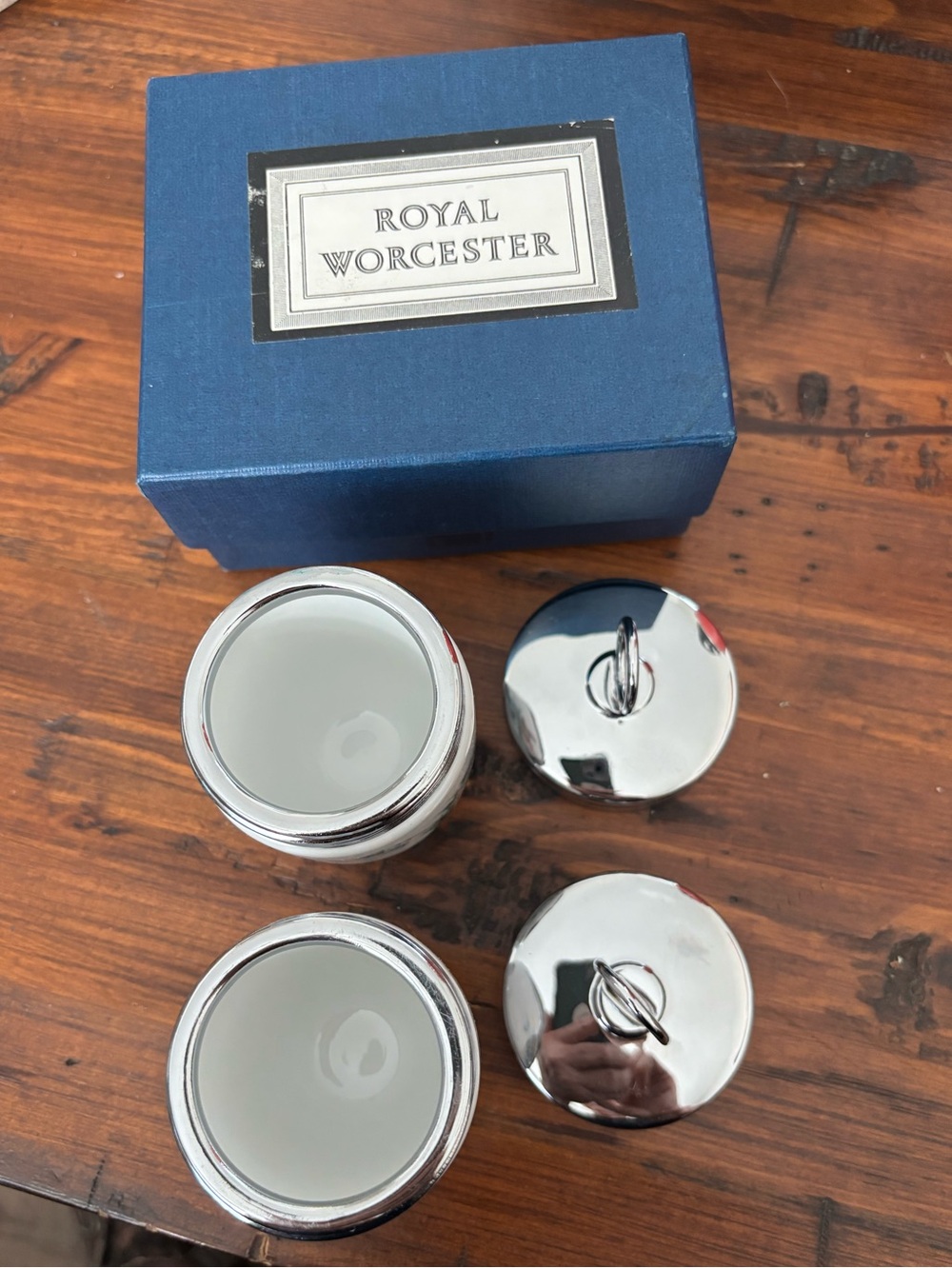 Rare 1930s/40s Royal Worcester Porcelain Egg Coddler Boxed Set - Bird Pattern - Picture 3 of 6